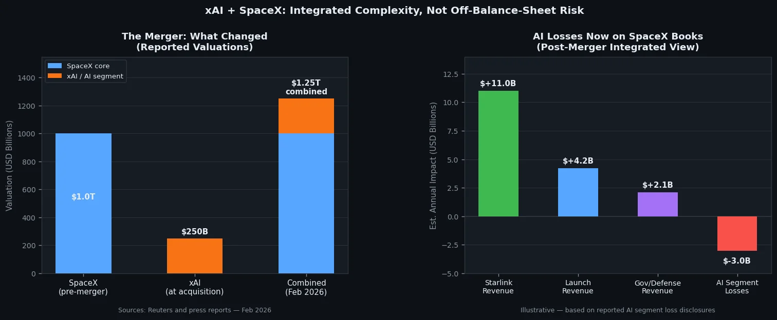 xAI merger economics and AI losses now on SpaceX books